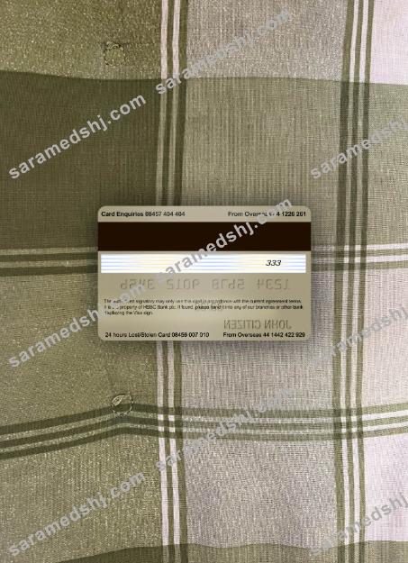 United Kingdom HSBC visa Gold credit card photolook back